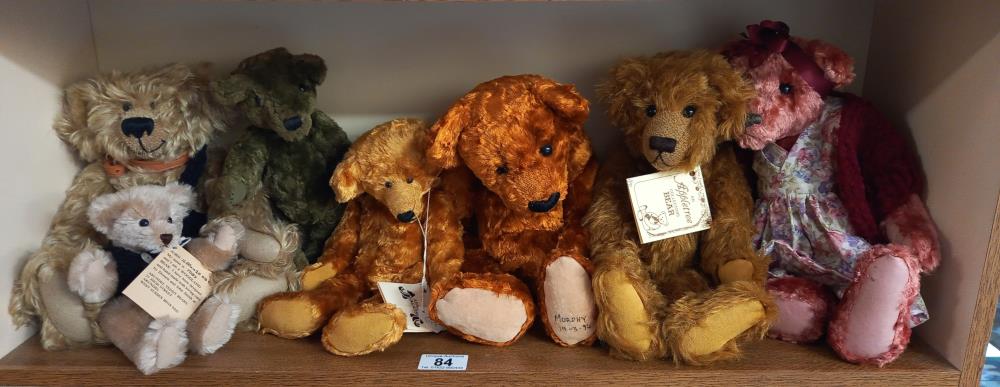 7 collectable artists bears, by Barbara Ann, Appletree, D & J Smith, Abigail etc