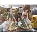 A pair of Capo-Di-Monte figures - Shepherd and Shepherdess, COLLECT ONLY.