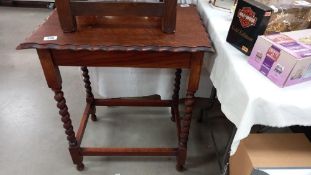 A 1930's oak side table with barley twist legs COLLECT ONLY