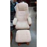 A reclining swivel chair with foot stool COLLECT ONLY