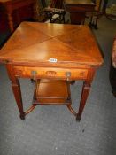 A Victorian 'Envelope' games table with drawer, COLLECT ONLY.