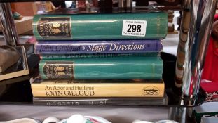 5 signed books related to John Gielgud, Peggy Ashcroft etc