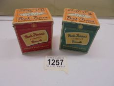 Two small vintage Peak Freans biscuit tins, 6.5 x 6 x 5 cm.