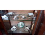 A Tiffany & Co plate, 2 Chinese famile rose soup bowls with spoons and lids and 2 cups and saucers