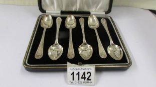 A cased set of six silver teaspoons 3 ounces.