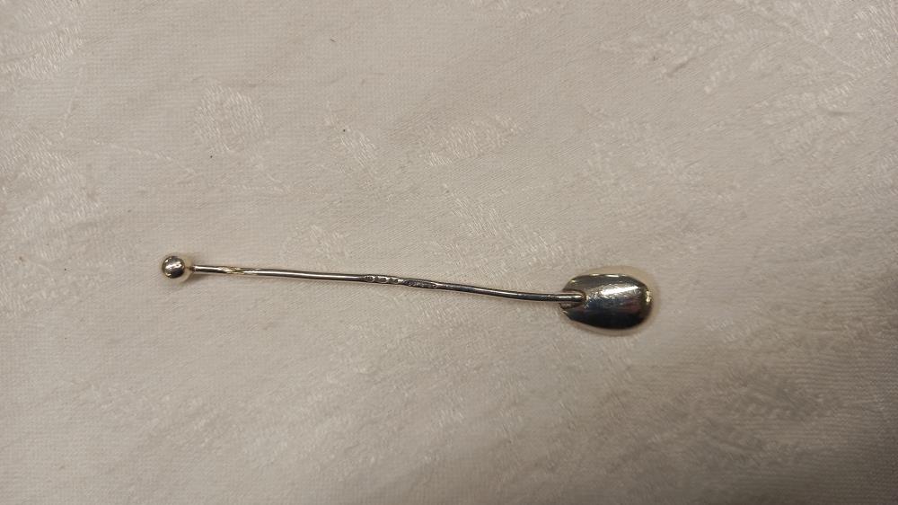 Two silver salt/mustard spoons and a silver bookmark, 9.6 grams. - Image 4 of 4