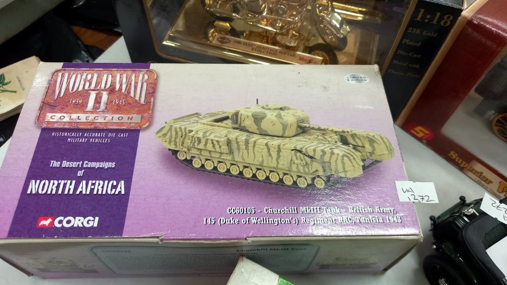 A Franklin Mint 1929 Bentley length 19cm, boxed Corgi cc60105 North African Churchill tank, Maisto - Image 4 of 6