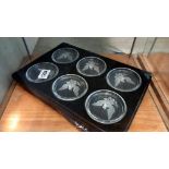 A boxed set of six Val Saint Lambert glass coasters.