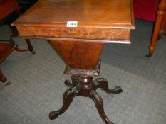 A Victorian oak sewing table, COLLECT ONLY.
