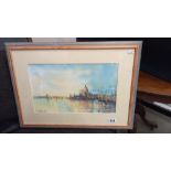 A good framed and glazed watercolour Venetian scene signed Margaret Hayward. COLLECT ONLY.