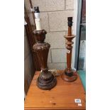 2 vintage wooden table lamps COLLECT ONLY