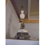 A spelter and onyx table lamp base.