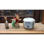 A Goebel rabbit skater, Royal Doulton Bunnikins & Wedgwood money box COLLECT ONLY