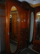 A Victorian mahogany inlaid combination wardrobe, COLLECT ONLY.