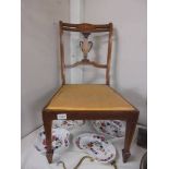 An Edwardian mahogany inlaid nursing chair, COLLECT ONLY.