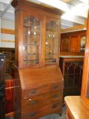 An early 20th century oak bureau bookcase, COLLECT ONLY.