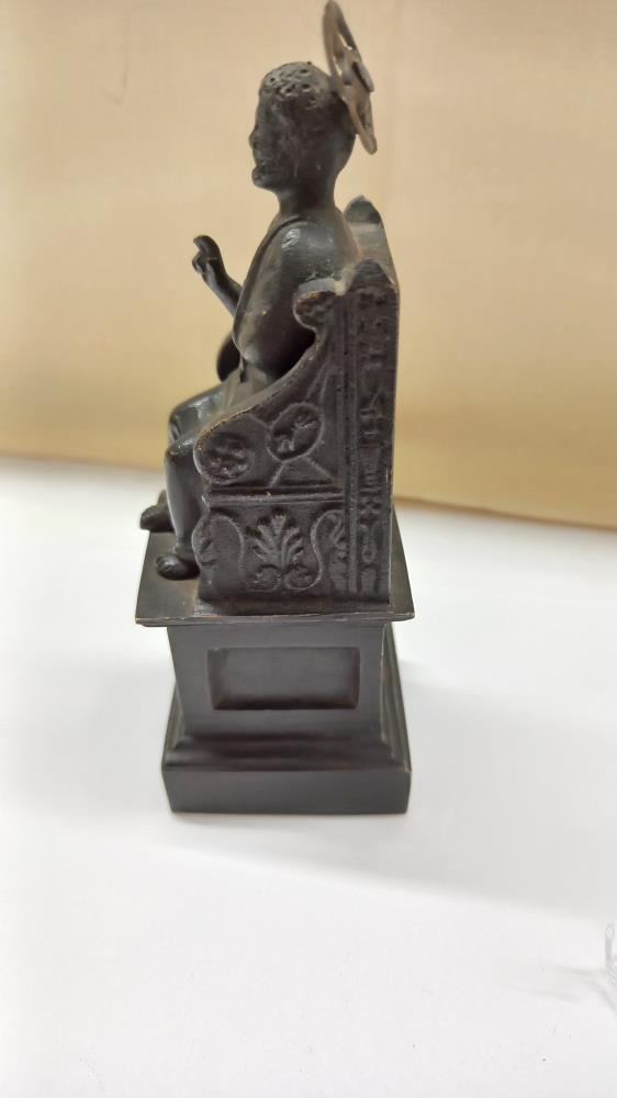 A bronze statue of St Peter on his throne, 11.5 cm tall. - Image 3 of 4