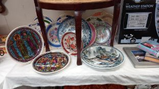 A good lot of plates including Royal Worcester & 2 Chinese sained glass from Chartres COLLECT ONLY.