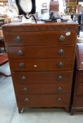 A 1950's oak/ply 6 drawer gents chest of drawers COLLECT ONLY