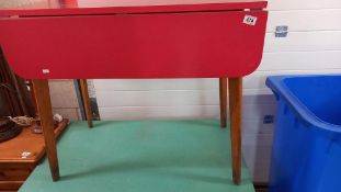 A 1960/70's red Formica top drawer leaf kitchen table COLLECT ONLY