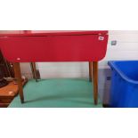 A 1960/70's red Formica top drawer leaf kitchen table COLLECT ONLY