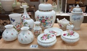 A quantity of Coalport, Aynsley and Wedgwood vases, dishes etc