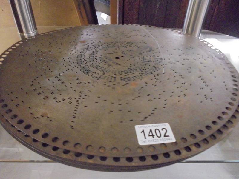 Five Victorian Polyphon/Symphonium discs, 15 5/8" diameter.