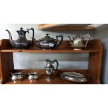 A Garrard & Co., four piece silver plate tea set and three other items of silver plate.