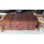 A fine early leather suitcase COLLECT ONLY