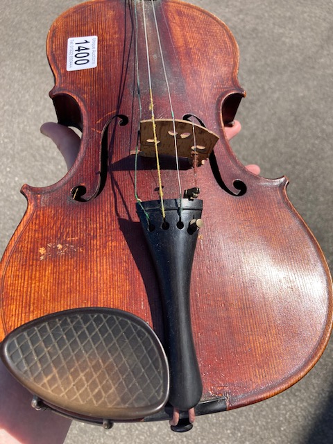 A rare cased pair of antique violins with bows, one with label reading Johann Glass (both a/f) - Image 12 of 22