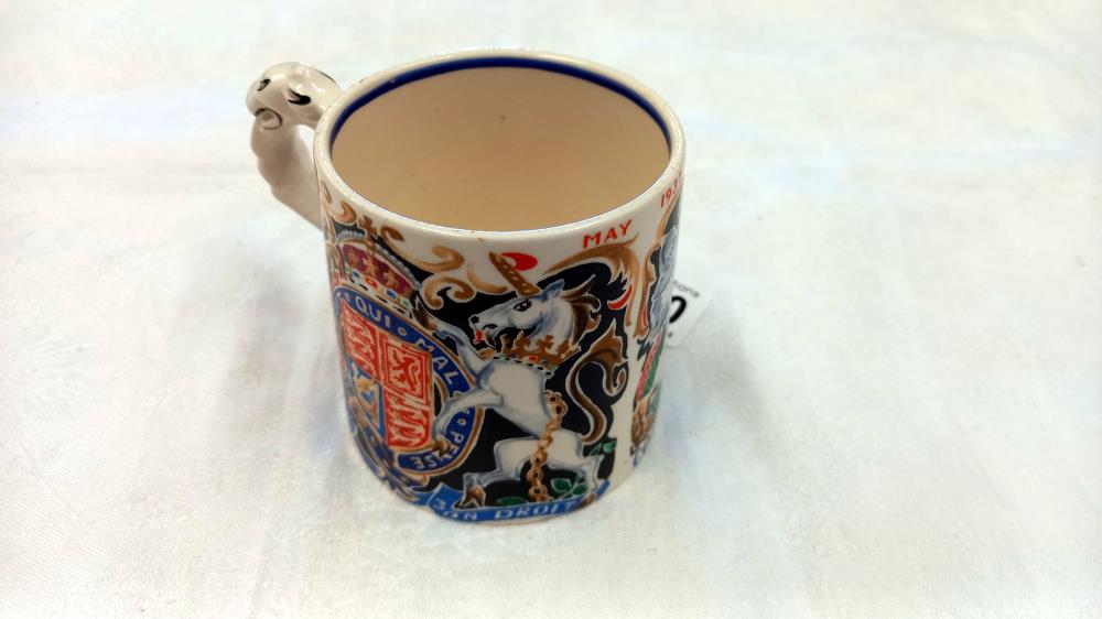 A Burleigh Ware coronation mug for King Edward VIII decorated with a colourful design by Dame - Image 2 of 6