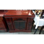 A dark wood stained TV video music cabinet, 91cm x 43cm x 82cm, COLLECT ONLY