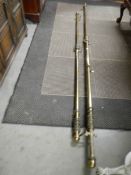 Two long solid brass curtain rails with brackets. COLLECT ONLY.