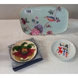 A boxed Moorcroft pin dish, Wedgwood cuckoo tray etc