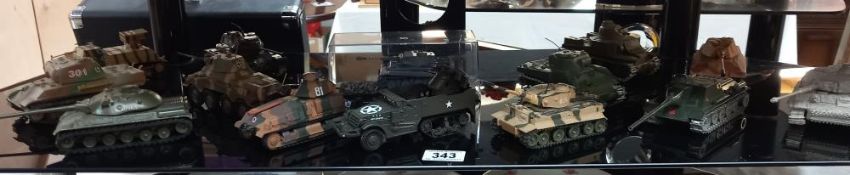 A good selection of diecast military vehicles including Solido and Corgi tanks including Atlas
