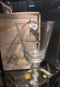 A boxed Val Saint Lambert glass tall goblet.