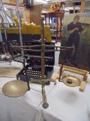 A set of Victorian brass balance scales in good condition, COLLECT ONLY.