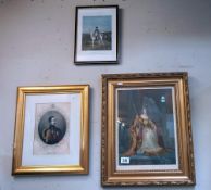 3 framed & glazed pictures, Queen in 1837 & 2 others COLLECT ONLY