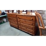 A solid pine side by side 8 drawer chest of drawers COLLECT ONLY