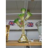 A brass finish touch lamp with glass 'Lily' shades. COLLECT ONLY.