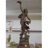A French bronzed finish figure entitled 'Le Temps des Rose'.