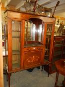 An Edwardian inlaid display cabinet. COLLECT ONLY.