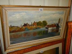 An oil painting river scene signed M L Woodcock, COLLECT ONLY