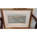 A gilt framed coloured engraving of The West Pier at Brighton COLLECT ONLY.