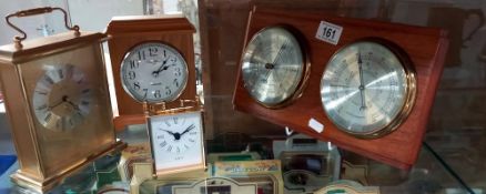 A Comitti of London weather station and 3 mantle clocks