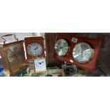 A Comitti of London weather station and 3 mantle clocks