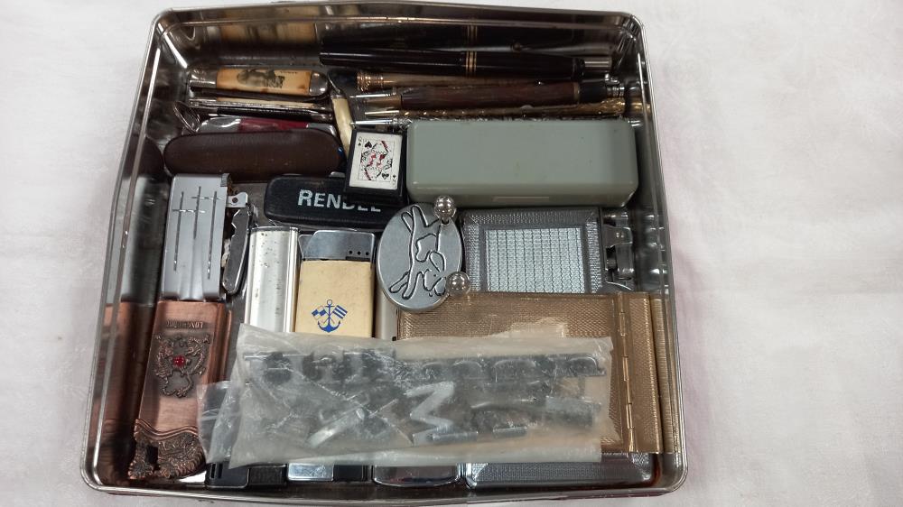 A box of lighters & pens etc - Image 2 of 2