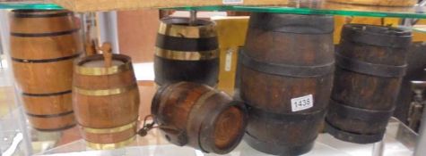 Six wooden barrels in assorted sizes. COLLECT ONLY.