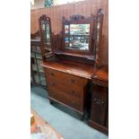 An Edwardian triple mirror back satin walnut dressing table COLLECT ONLY