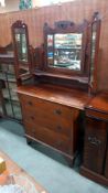 An Edwardian triple mirror back satin walnut dressing table COLLECT ONLY